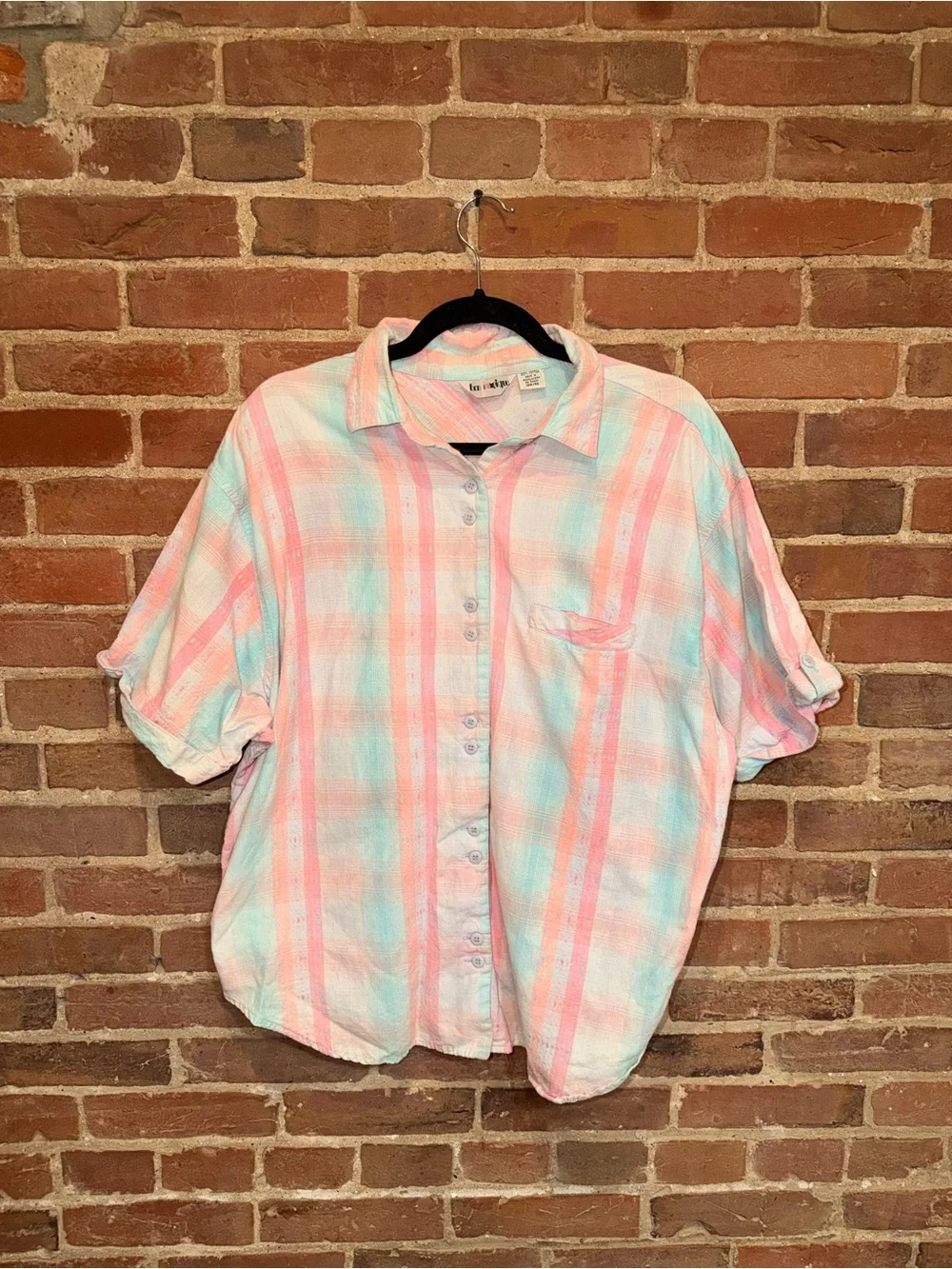 Pastel Pink & Mint Striped Button-Up Shirt